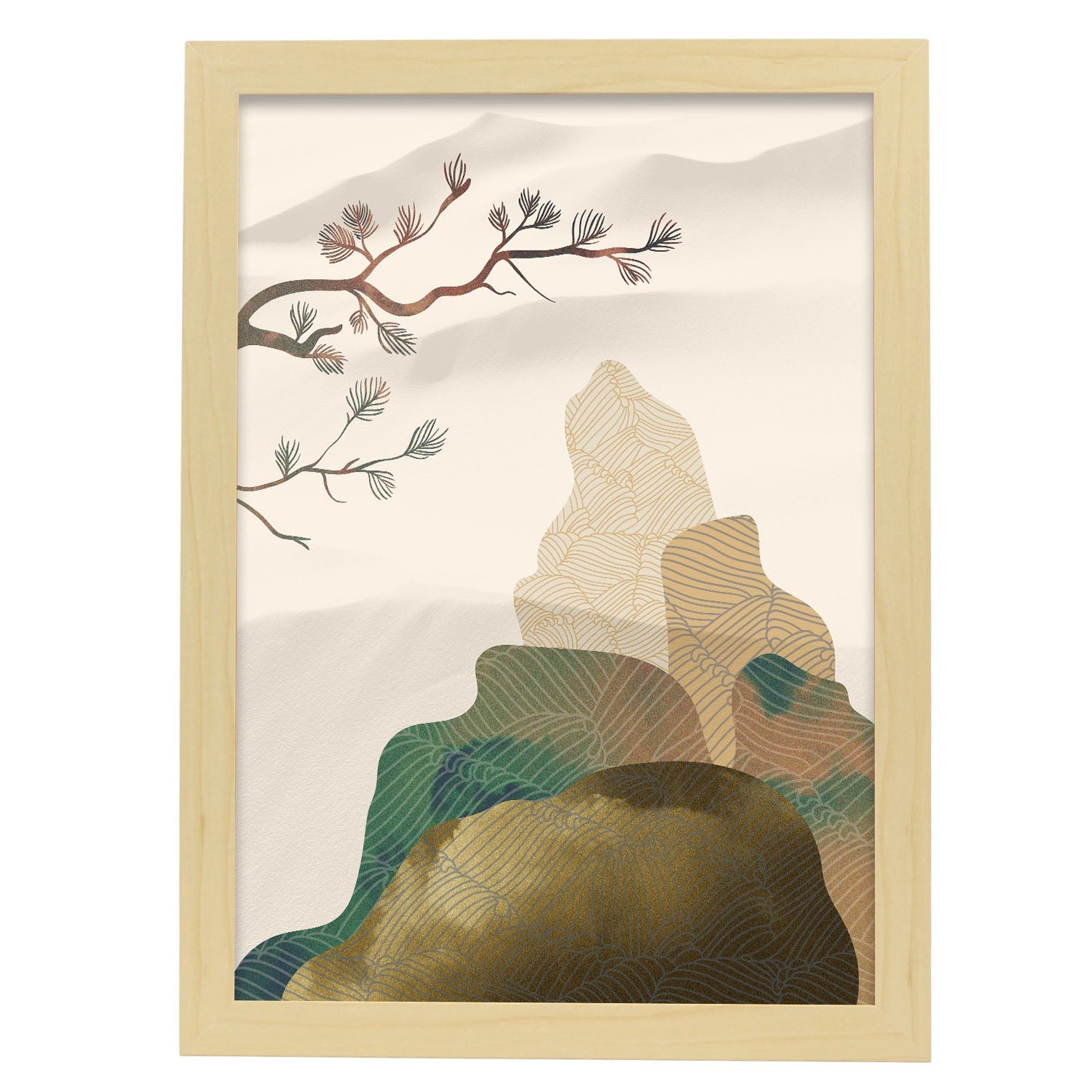 Peaceful Mountain-Artwork-Nacnic-A3-Marco Madera clara-Nacnic Estudio SL