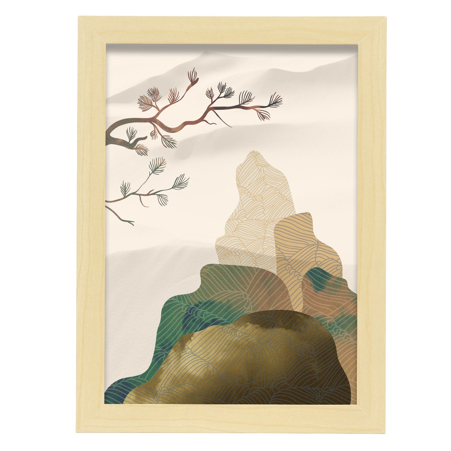 Peaceful Mountain-Artwork-Nacnic-A4-Marco Madera clara-Nacnic Estudio SL