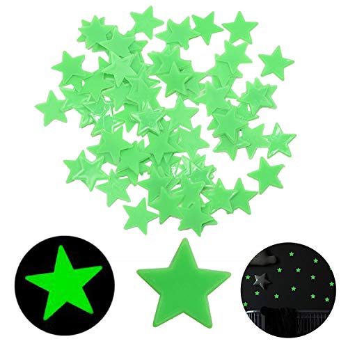 VICASKY 1 juego de pegatinas fluorescentes que brillan en la oscuridad  estrellas estrellas estrellas pegatinas luminosas pared calcomanías sistema