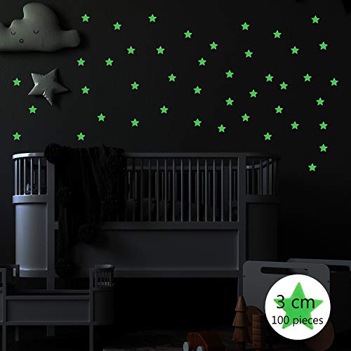 Pegatinas de estrellas y planetas que brillan en la oscuridad, calcomanías  adhesivas luminosas fluorescentes para la decoración del dormitorio  infantil Afortunado Sencillez
