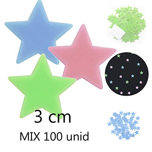 32 pegatinas de estrellas fluorescentes - Ø 25 mm