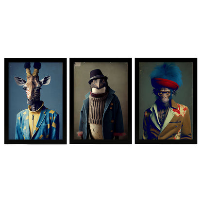 Penguin de mono de jirafa de animales humanos nacnic. Estampados de arte de pared estético para el diseño de dormitorio o sala de estar-Artwork-Nacnic-A4-Sin marco-Nacnic Estudio SL