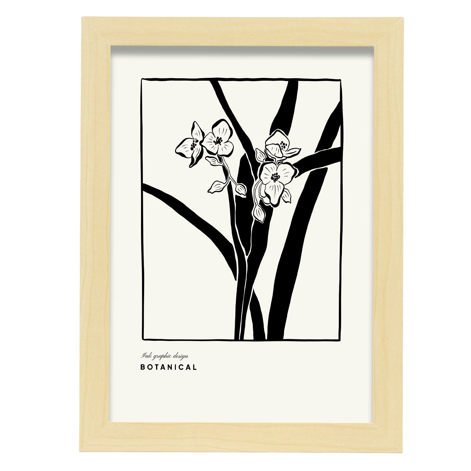 Phalaenopsis-Artwork-Nacnic-A4-Marco Madera clara-Nacnic Estudio SL