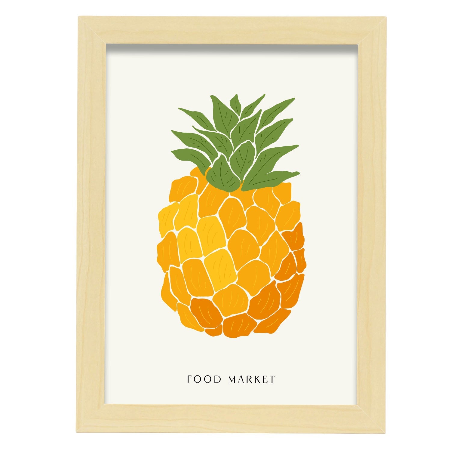 Pineapple-Artwork-Nacnic-A4-Marco Madera clara-Nacnic Estudio SL