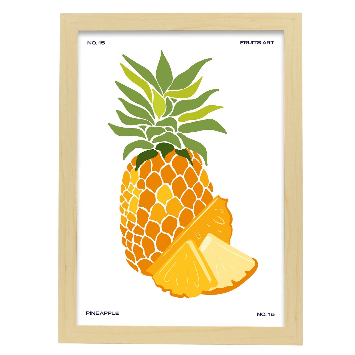 Pineapple with sliced-Artwork-Nacnic-A3-Marco Madera clara-Nacnic Estudio SL