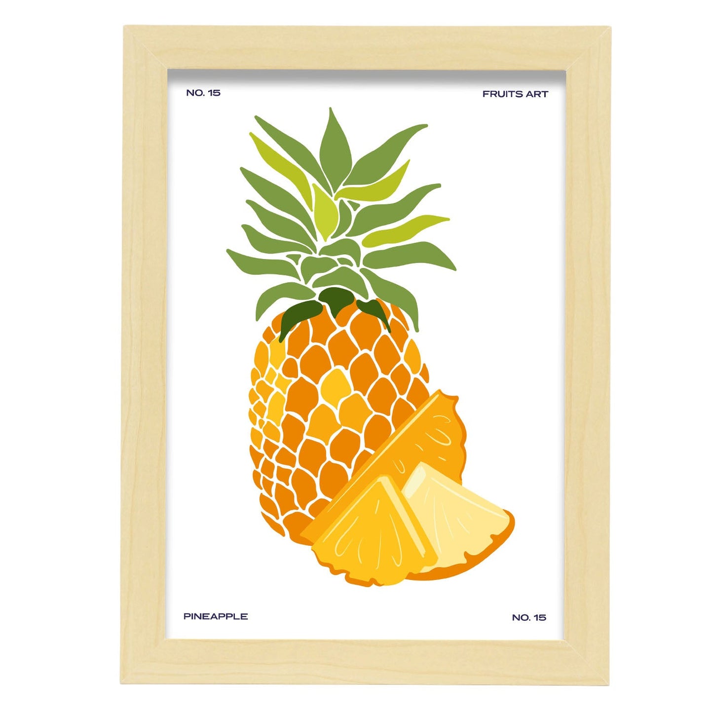 Pineapple with sliced-Artwork-Nacnic-A4-Marco Madera clara-Nacnic Estudio SL