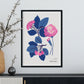 Pink Flowers Blue Leaves-Artwork-Nacnic-Nacnic Estudio SL