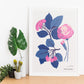 Pink Flowers Blue Leaves-Artwork-Nacnic-Nacnic Estudio SL