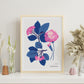 Pink Flowers Blue Leaves-Artwork-Nacnic-Nacnic Estudio SL