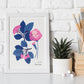 Pink Flowers Blue Leaves-Artwork-Nacnic-Nacnic Estudio SL