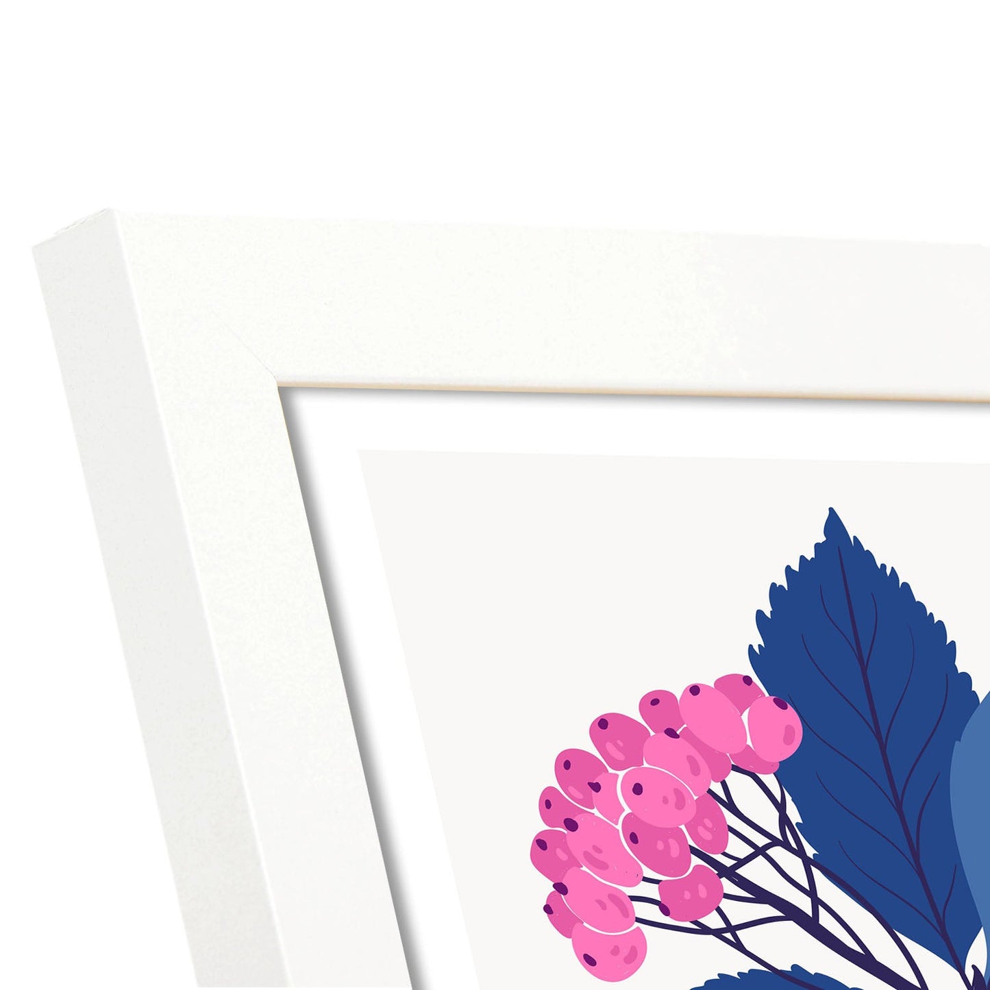 Pink Flowers Blue Leaves-Artwork-Nacnic-Nacnic Estudio SL