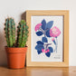 Pink Flowers Blue Leaves-Artwork-Nacnic-Nacnic Estudio SL
