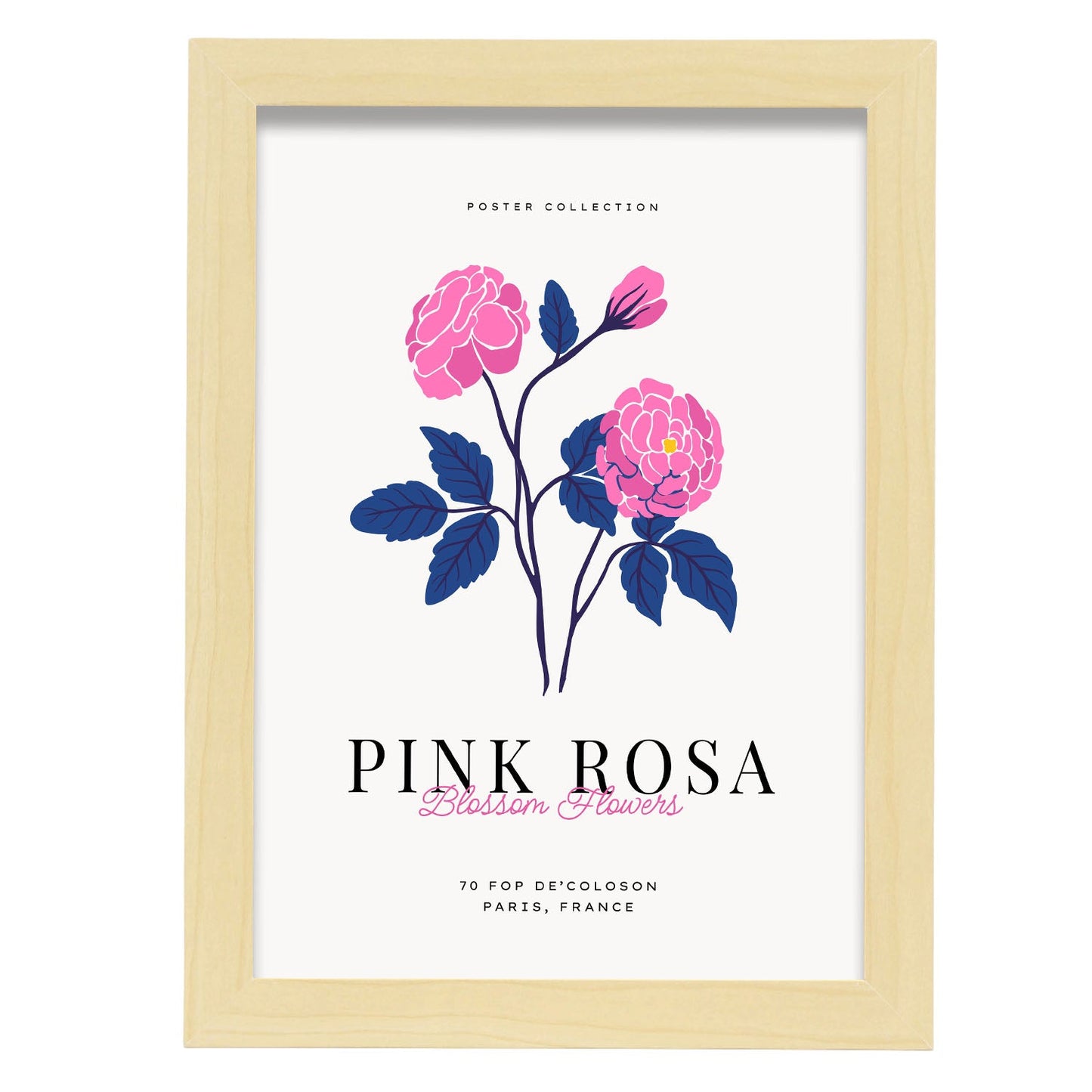 Pink Rose-Artwork-Nacnic-A4-Marco Madera clara-Nacnic Estudio SL