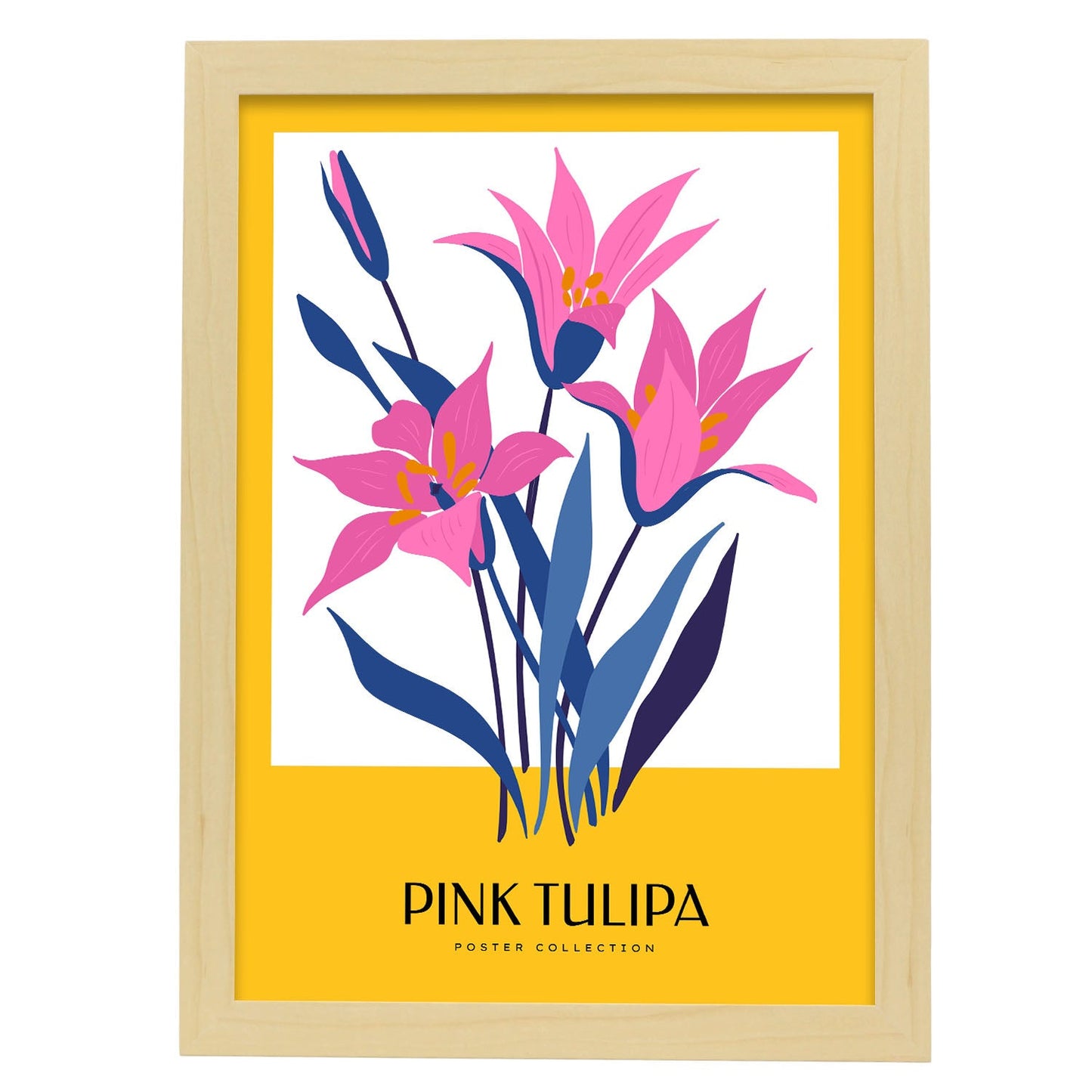 Pink Tulip-Artwork-Nacnic-A3-Marco Madera clara-Nacnic Estudio SL