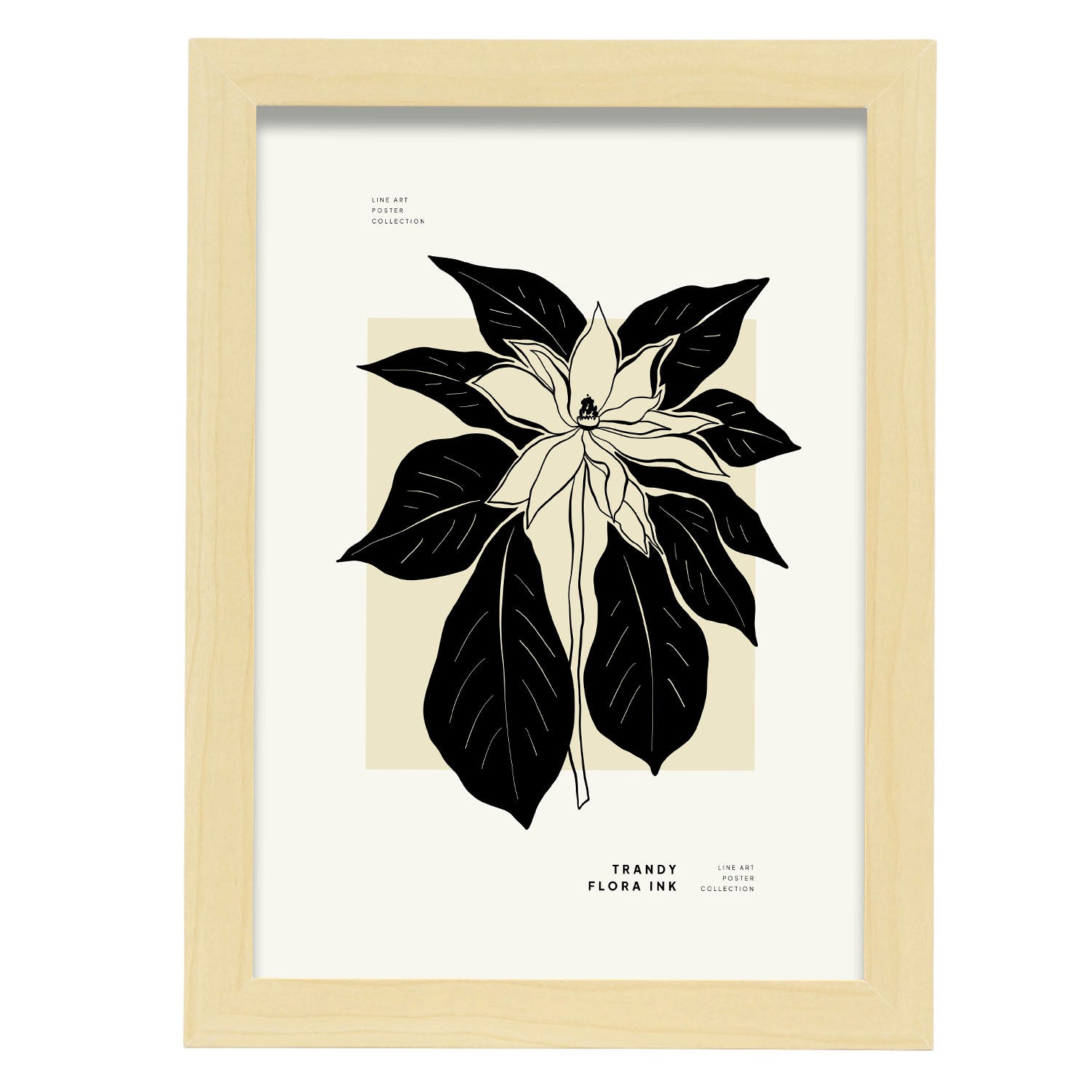 Ponsensia Flower-Artwork-Nacnic-A4-Marco Madera clara-Nacnic Estudio SL