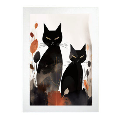 Póster Abstracto Gato Bohemio Negro
