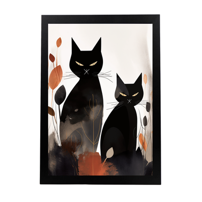 Póster Abstracto Gato Bohemio Negro