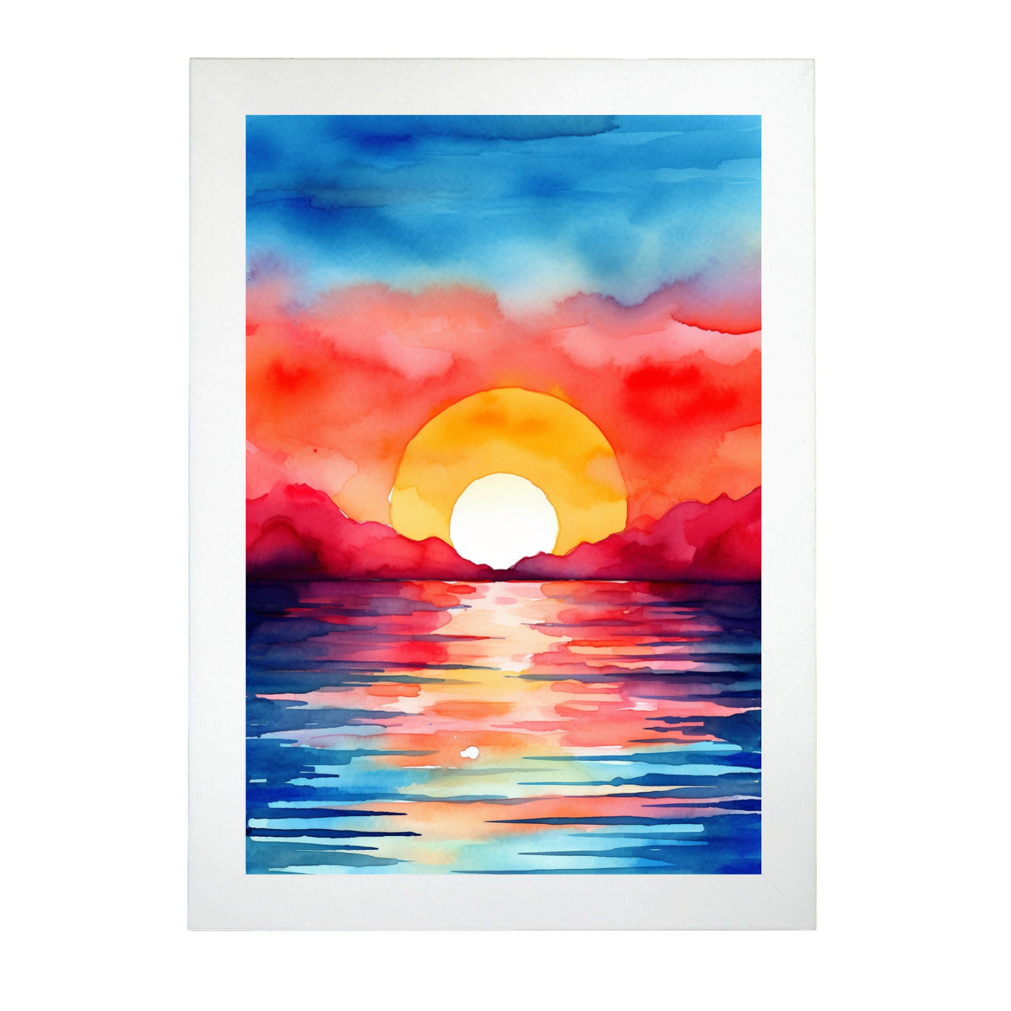 Póster Atardecer Vibrante en Acuarela