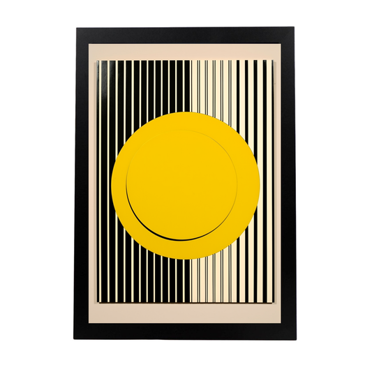 Póster Bauhaus Amarillo con Círculo y Líneas Negras