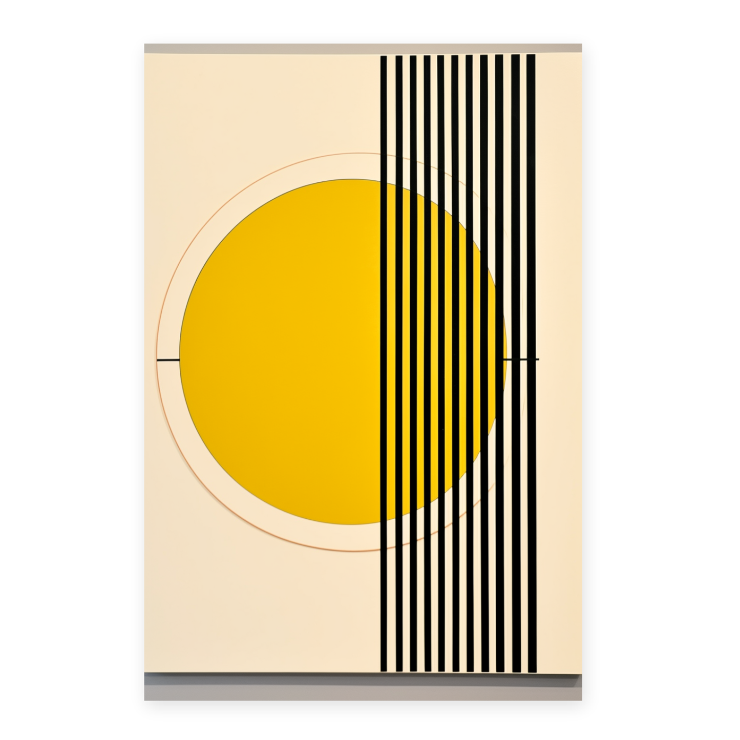 Póster Bauhaus Círculo Amarillo con Líneas en Negro