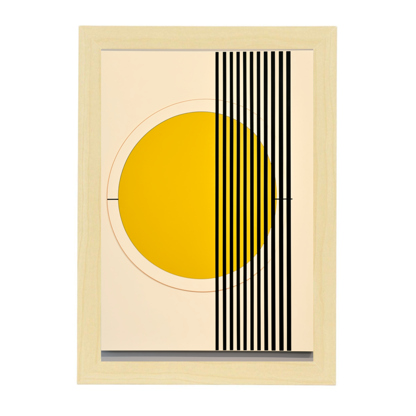 Póster Bauhaus Círculo Amarillo con Líneas en Negro
