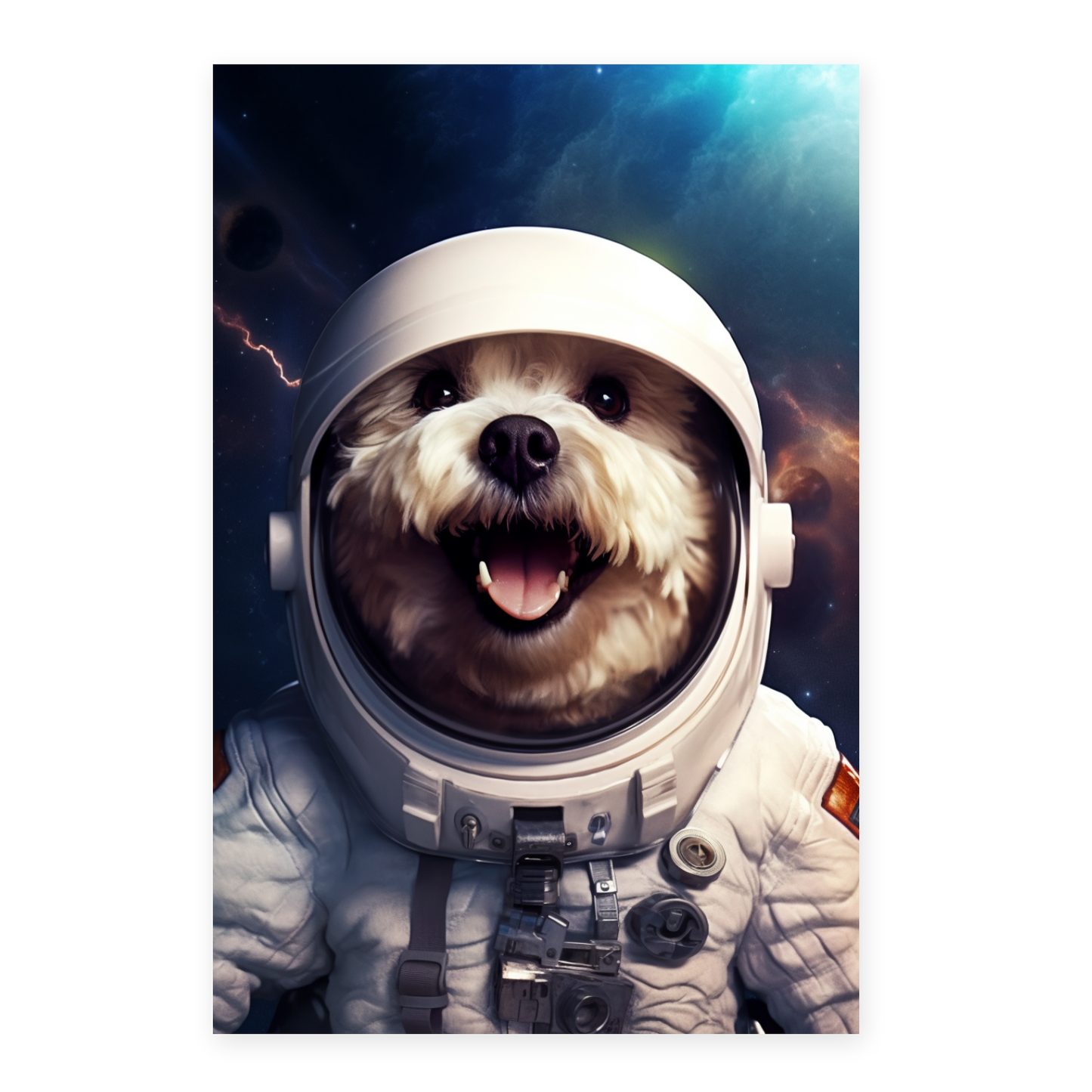 Póster "Bichón en traje de astronauta feliz sonriendo hermoso"