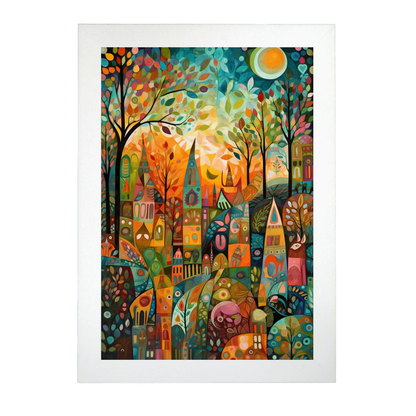 Póster de Bosque Caprichoso con Criaturas Juguetonas