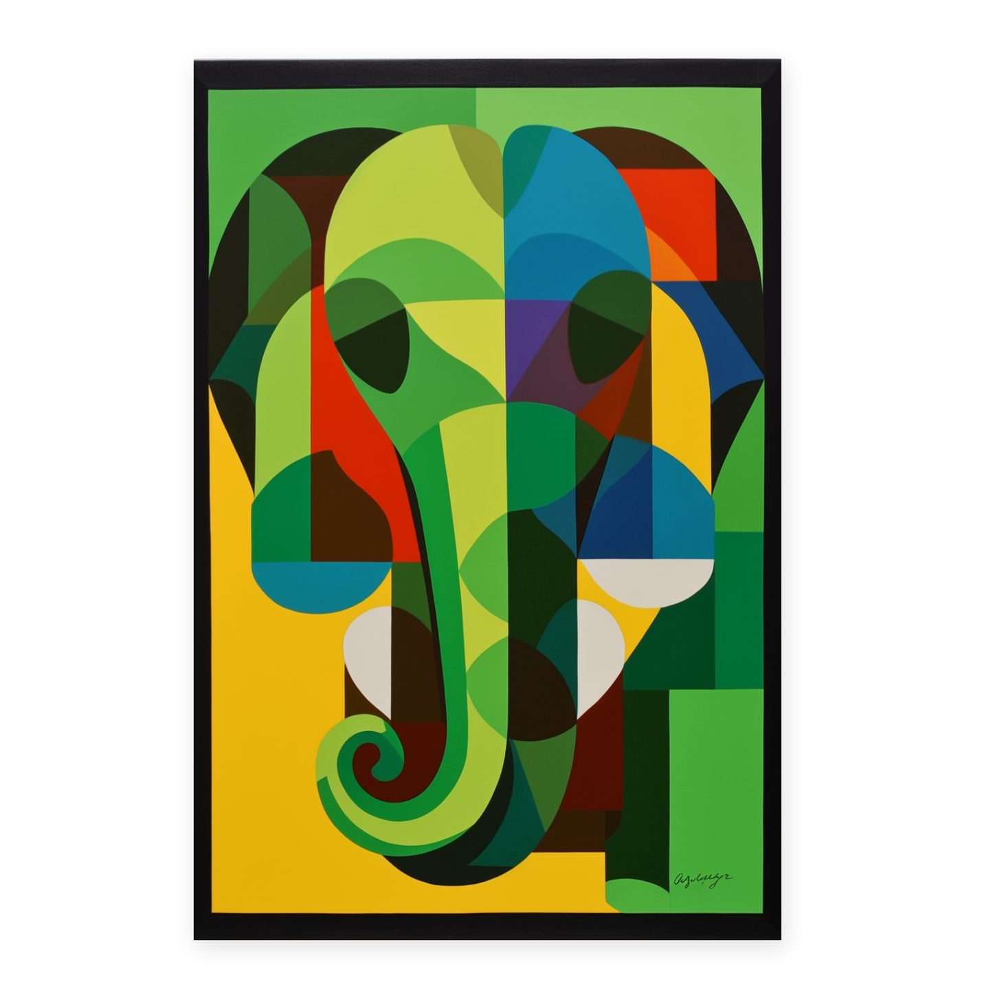 Lámina Elefante Estilo Victor Vasarely