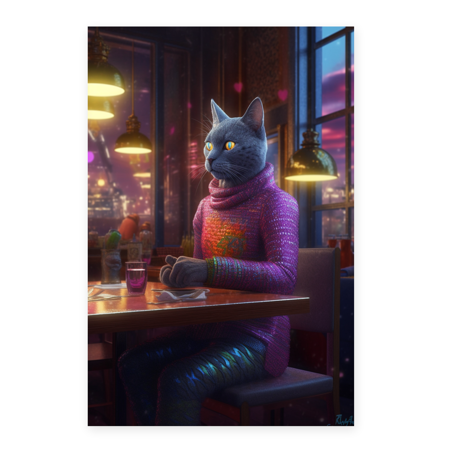 Póster "Cat Tax con estilo suéter"
