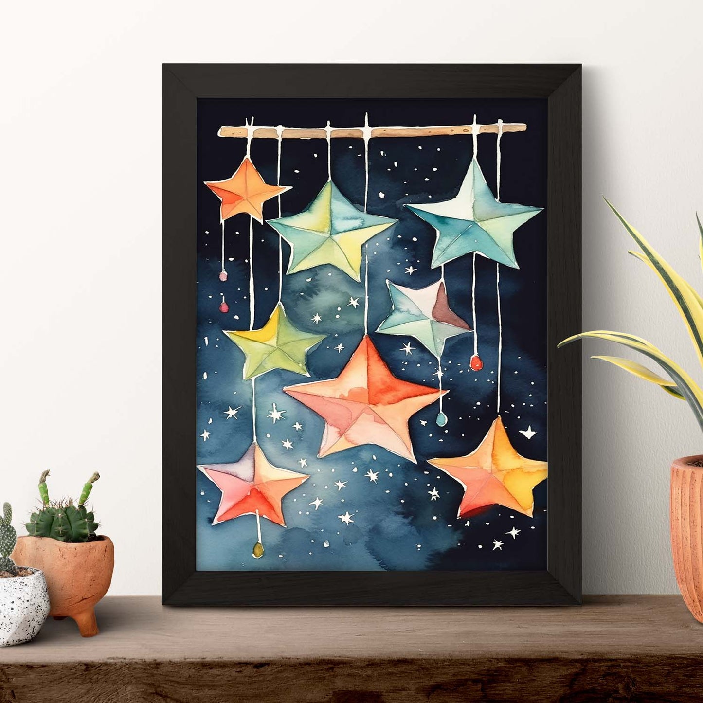 Póster Acuarela Celestial con Estrellas