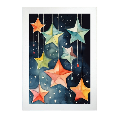 Póster Acuarela Celestial con Estrellas