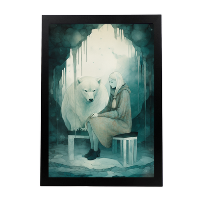 Poster "Chica y oso polar en la nieve"