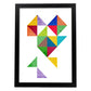 Poster con dibújo de geometría colorida. Lámina Corazón 1, ilustrada con con formas y figuras llenas de color.-Artwork-Nacnic-A3-Marco Negro-Nacnic Estudio SL