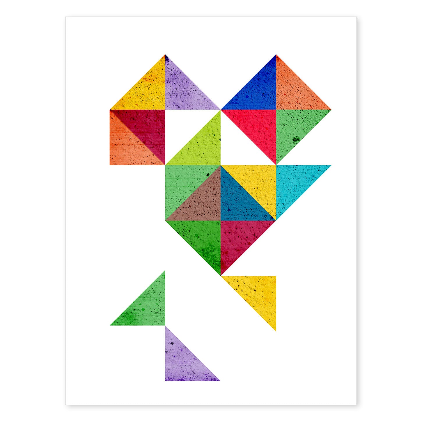 Poster con dibújo de geometría colorida. Lámina Corazón 1, ilustrada con con formas y figuras llenas de color.-Artwork-Nacnic-A4-Sin marco-Nacnic Estudio SL