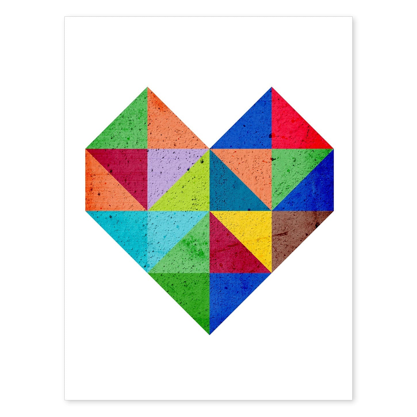 Poster con dibújo de geometría colorida. Lámina Corazón 2, ilustrada con con formas y figuras llenas de color.-Artwork-Nacnic-A4-Sin marco-Nacnic Estudio SL