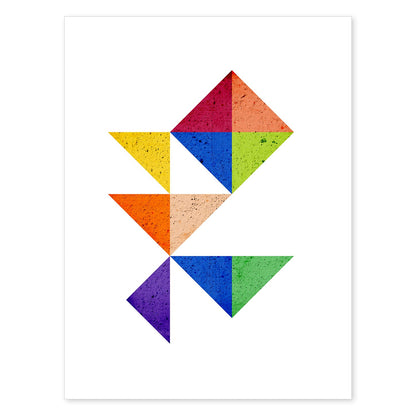Poster con dibújo de geometría colorida. Lámina Corazón 3, ilustrada con con formas y figuras llenas de color.-Artwork-Nacnic-A4-Sin marco-Nacnic Estudio SL