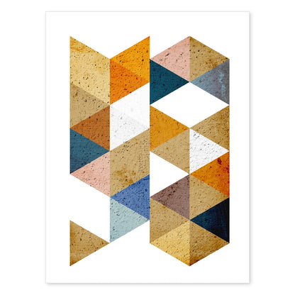 Poster con dibújo de geometría colorida. Lámina Otoño geometrico 2, ilustrada con con formas y figuras llenas de color.-Artwork-Nacnic-A4-Sin marco-Nacnic Estudio SL