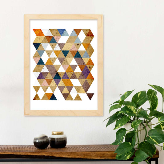 Poster con dibújo de geometría colorida. Lámina Otoño geometrico 4, ilustrada con con formas y figuras llenas de color.-Artwork-Nacnic-Nacnic Estudio SL