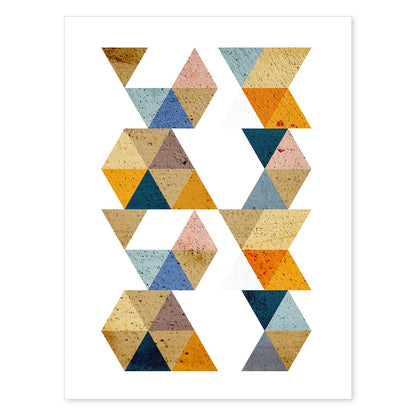 Poster con dibújo de geometría colorida. Lámina Otoño geometrico, ilustrada con con formas y figuras llenas de color.-Artwork-Nacnic-A4-Sin marco-Nacnic Estudio SL