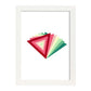 Poster con dibújo de geometría colorida. Lámina Pirámide rojo verde, ilustrada con con formas y figuras llenas de color.-Artwork-Nacnic-A4-Marco Blanco-Nacnic Estudio SL