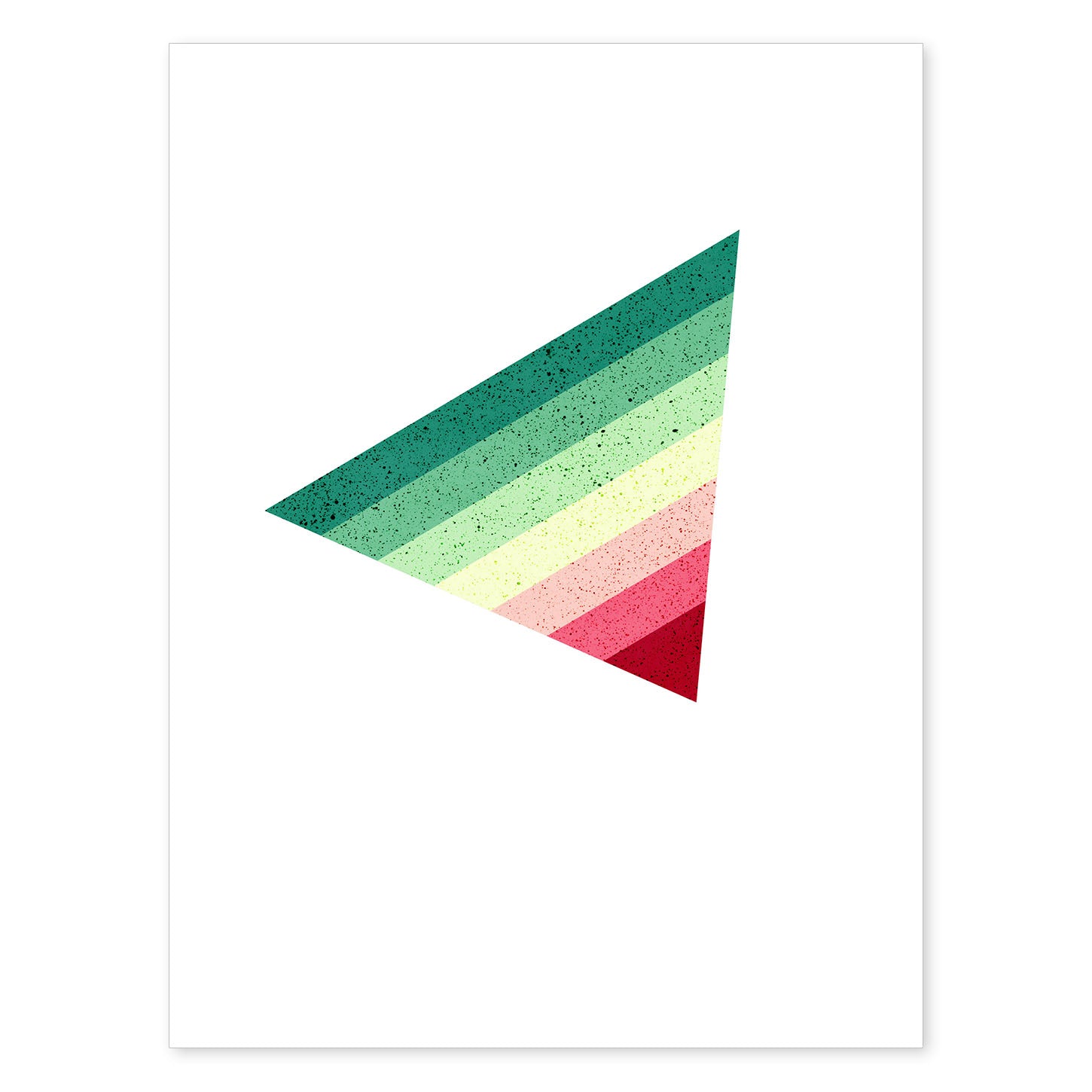 Poster con dibújo de geometría colorida. Lámina Triangulo invertido rojo verde, ilustrada con con formas y figuras llenas de color.-Artwork-Nacnic-A4-Sin marco-Nacnic Estudio SL