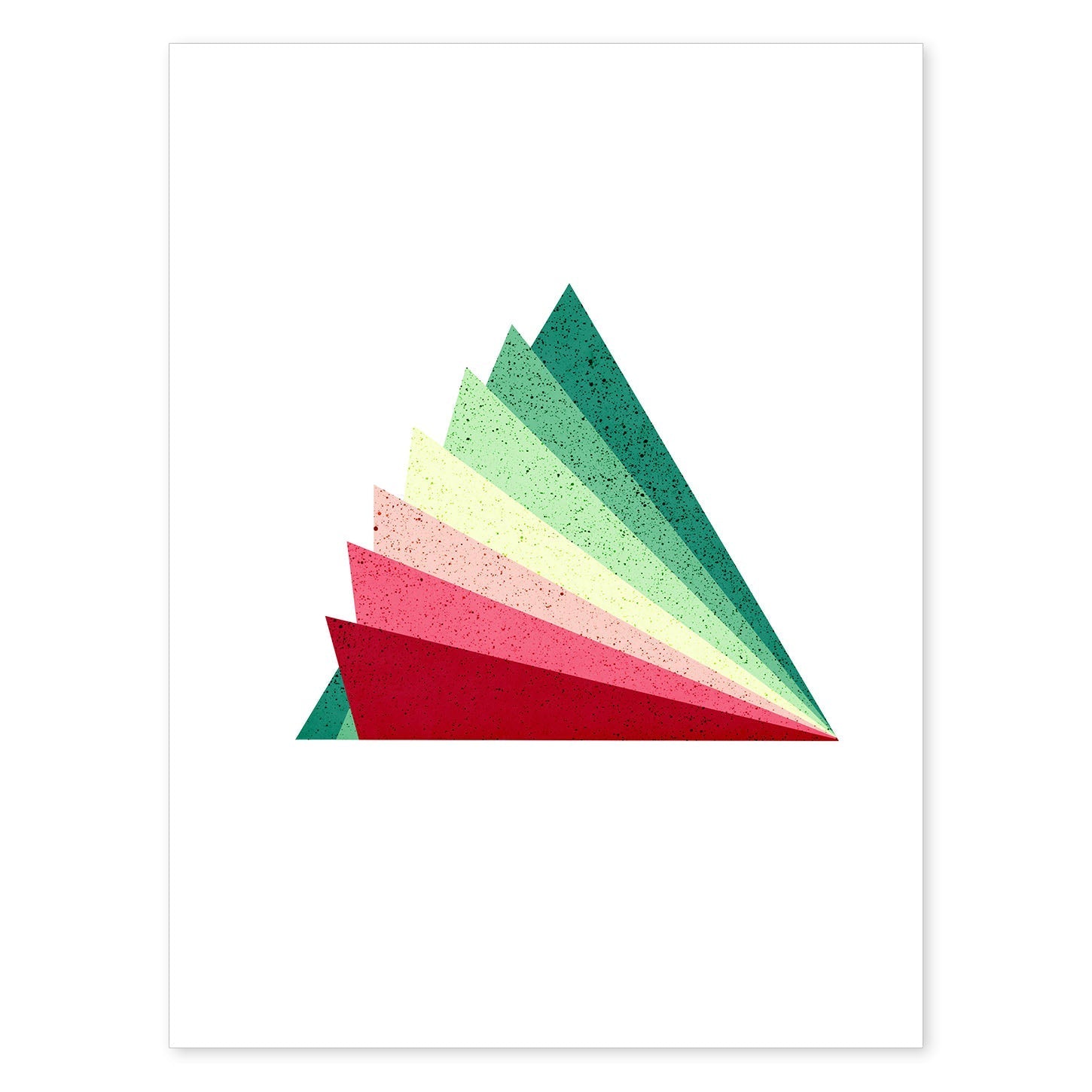 Poster con dibújo de geometría colorida. Lámina Triangulo rojo verde, ilustrada con con formas y figuras llenas de color.-Artwork-Nacnic-A4-Sin marco-Nacnic Estudio SL