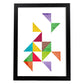 Poster con dibújo de geometría colorida. Lámina triangulos en tetris, ilustrada con con formas y figuras llenas de color.-Artwork-Nacnic-A4-Marco Negro-Nacnic Estudio SL