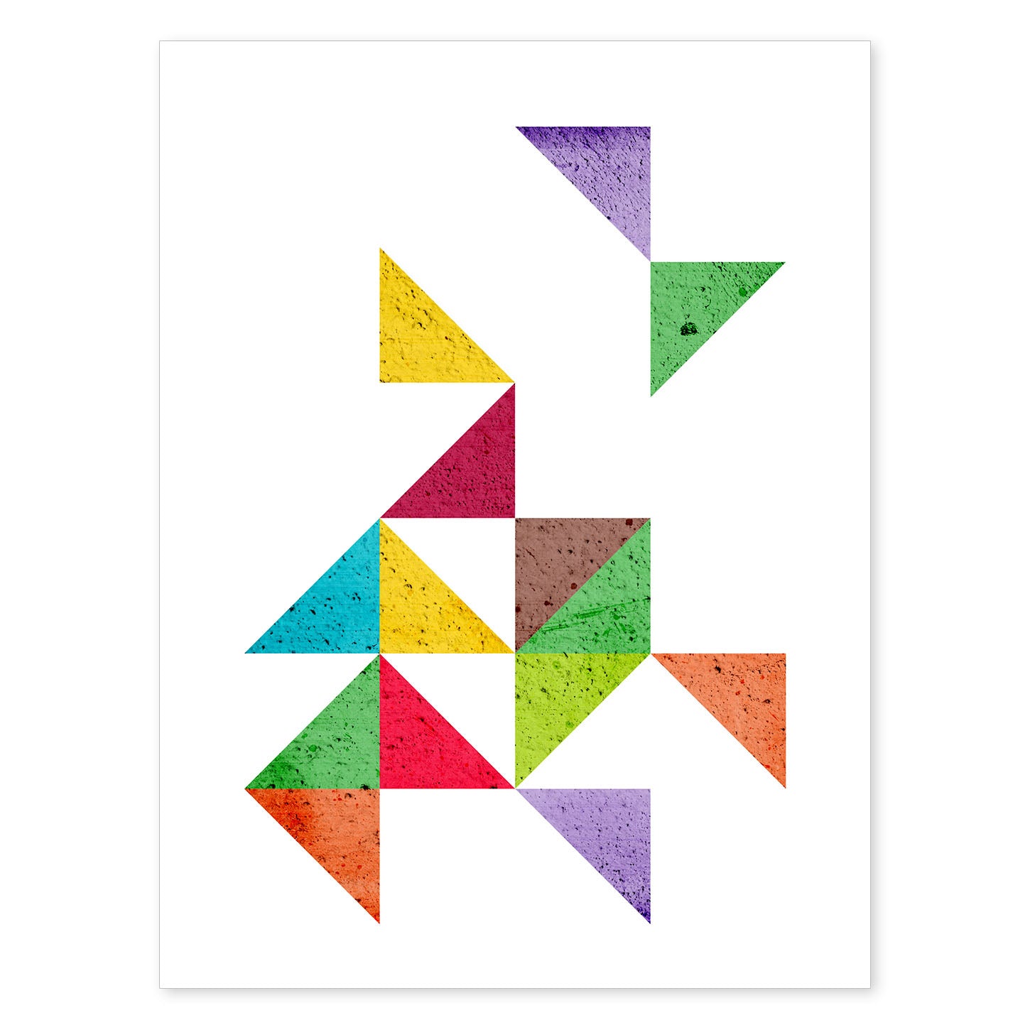 Poster con dibújo de geometría colorida. Lámina triangulos en tetris, ilustrada con con formas y figuras llenas de color.-Artwork-Nacnic-A4-Sin marco-Nacnic Estudio SL