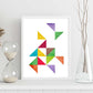 Poster con dibújo de geometría colorida. Lámina triangulos en tetris, ilustrada con con formas y figuras llenas de color.-Artwork-Nacnic-Nacnic Estudio SL