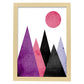 Poster con dibújo de montañas geométricas. Lámina Montañas moradas negras, ilustrada con con formas y figuras llenas de color.-Artwork-Nacnic-A3-Marco Madera clara-Nacnic Estudio SL