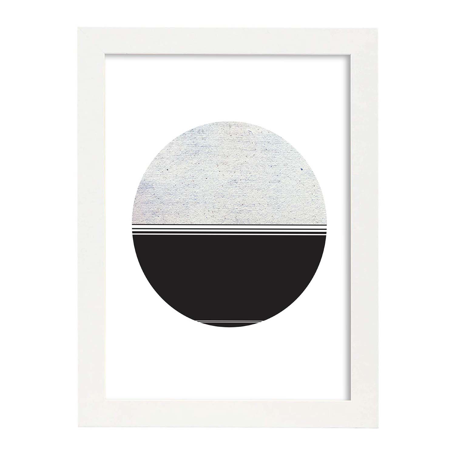 Poster con dibújo nórdico de círculos. Lámina Luna, ilustrada con con círculos y formas-Artwork-Nacnic-A3-Marco Blanco-Nacnic Estudio SL
