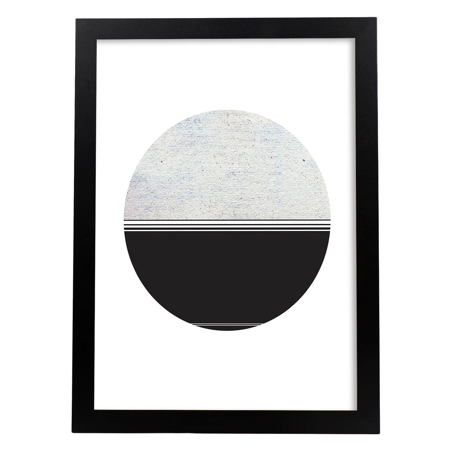Poster con dibújo nórdico de círculos. Lámina Luna, ilustrada con con círculos y formas-Artwork-Nacnic-A3-Marco Negro-Nacnic Estudio SL