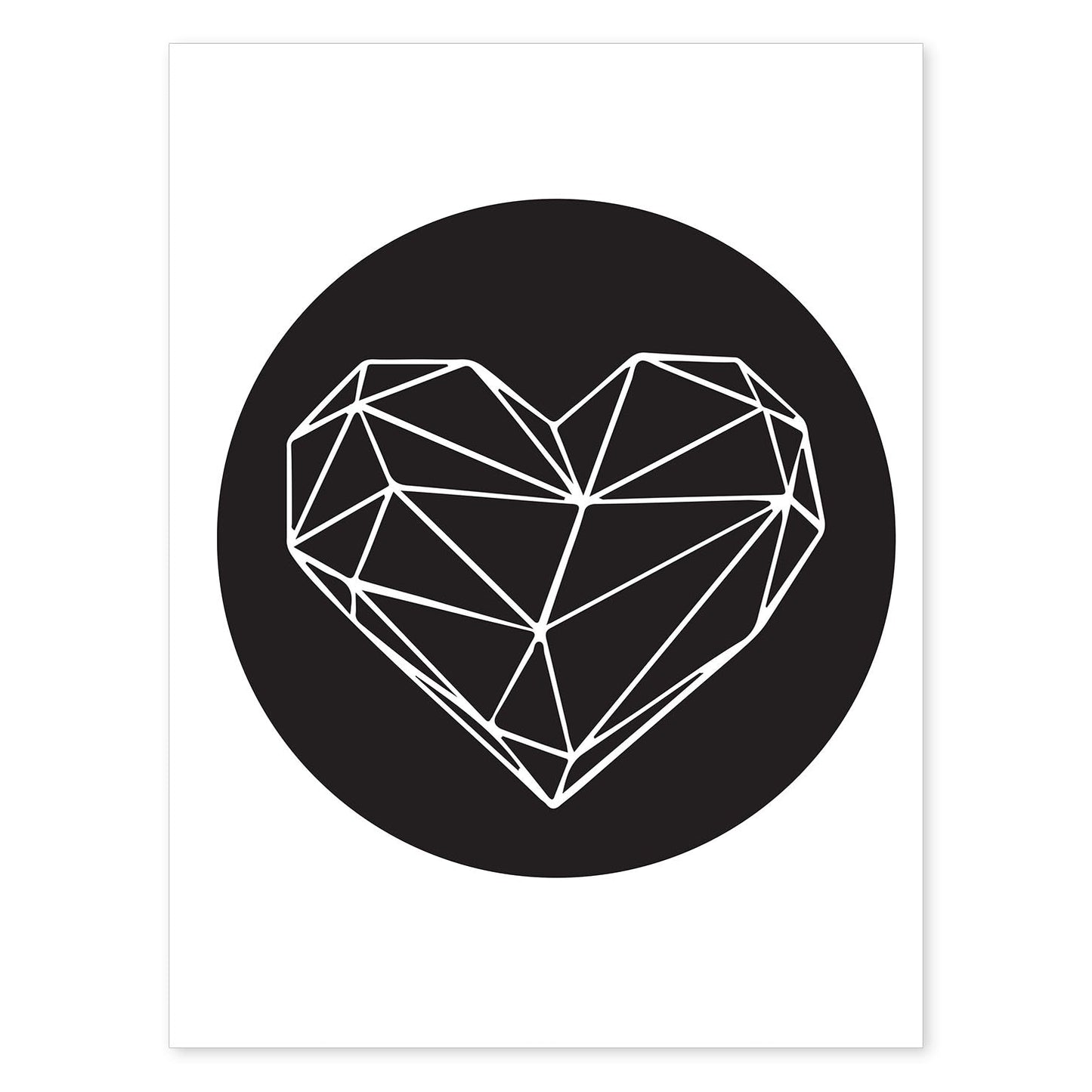 Poster con dibújo nórdico de líneas. Lámina Corazón diamante, ilustrada con con líneas y formas-Artwork-Nacnic-A4-Sin marco-Nacnic Estudio SL