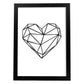 Poster con dibújo nórdico de líneas. Lámina Corazón, ilustrada con con líneas y formas-Artwork-Nacnic-A3-Marco Negro-Nacnic Estudio SL